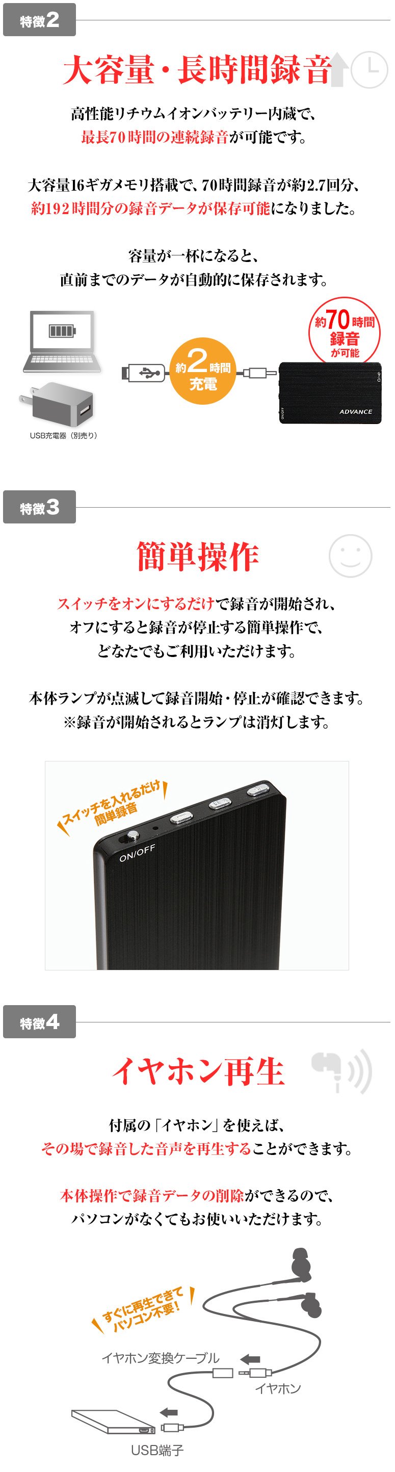 ボイスレコーダー ICレコーダー 録音機 小型 高性能 長時間